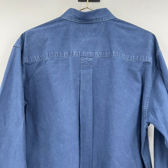 LL Bean Mens Large Regular Long Sleeve Button Up Blue Shirt - Picture 5 of 9